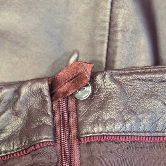 Brooks Brothers Leather Pencil Skirt Women’s Size 0 Burgundy Genuine Lined - Picture 12 of 16
